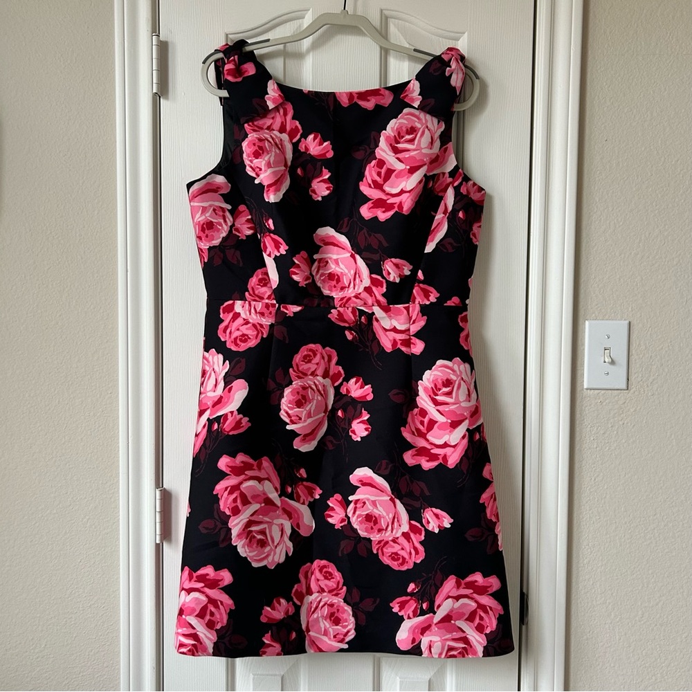kate spade Black Mini Dress with Pink Rose Print
